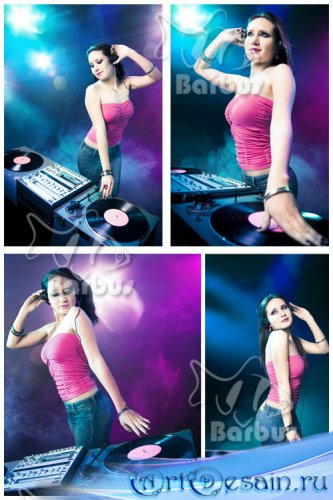 Girl DJ in Night Club /      