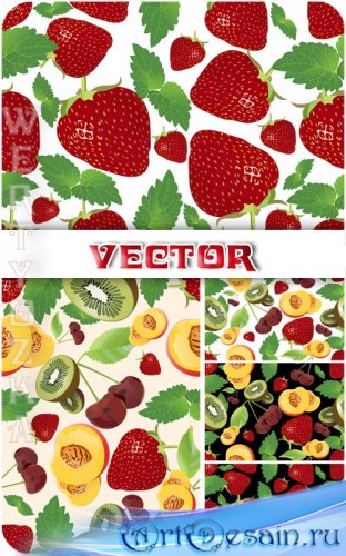      , , ,  / Vector background with fruits