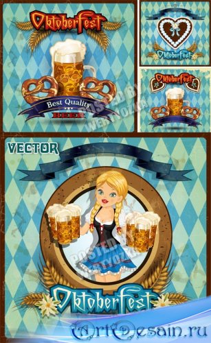 ,     / Beer, a girl with glasses of beer - vector