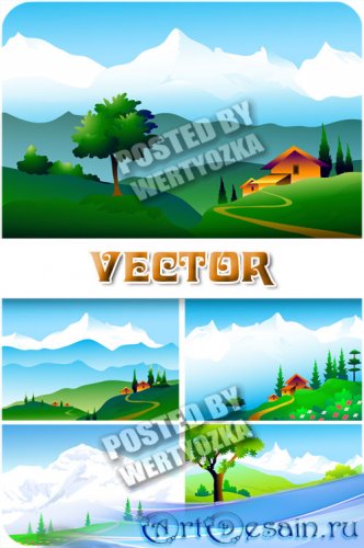    / Natural mountain scenery - stock vector