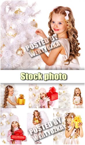   ,   / Girl with gifts, christmas tree - st ...