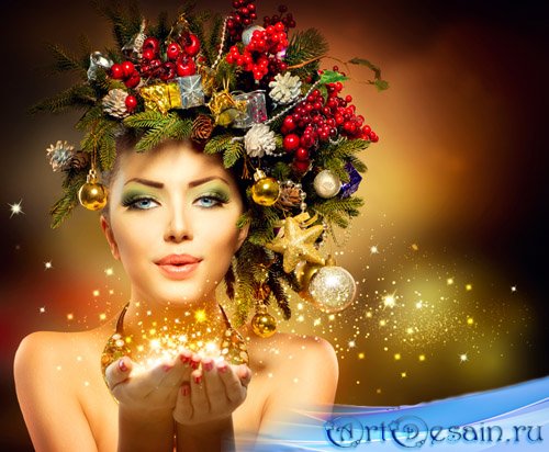 Beautiful girl and Christmas - stock photo