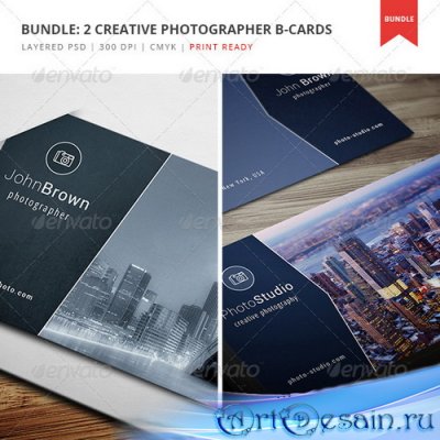 PSD   - Bundle - 2 Creative Photographer Business Cards