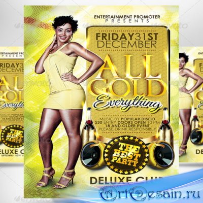 PSD  - All Gold Everything Party Flyer - 3539375