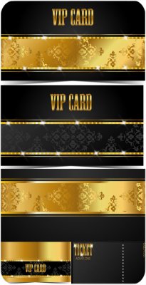        / Black vector vip card with golden decor